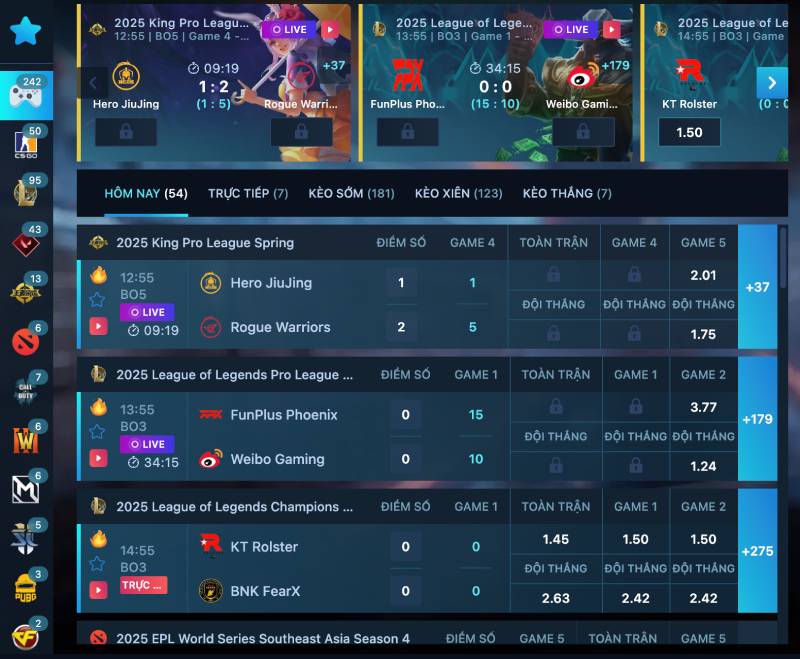 Những loại kèo phổ biến trong cá cược Esports